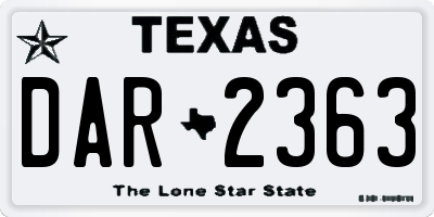 TX license plate DAR2363