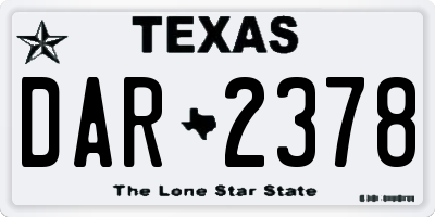 TX license plate DAR2378