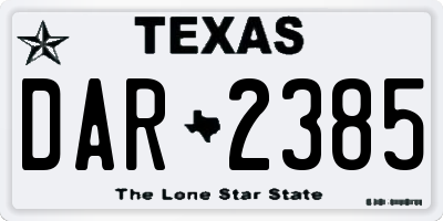 TX license plate DAR2385