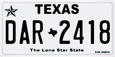 TX license plate DAR2418