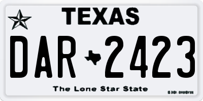 TX license plate DAR2423