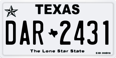 TX license plate DAR2431