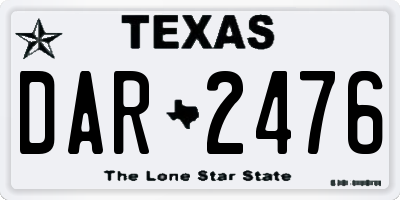 TX license plate DAR2476