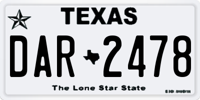 TX license plate DAR2478