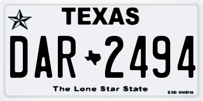 TX license plate DAR2494