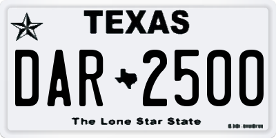 TX license plate DAR2500