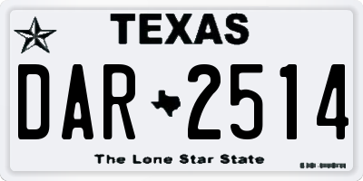 TX license plate DAR2514