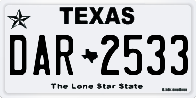 TX license plate DAR2533