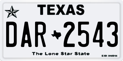 TX license plate DAR2543
