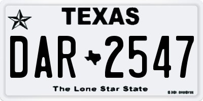 TX license plate DAR2547