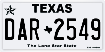 TX license plate DAR2549