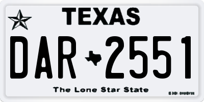 TX license plate DAR2551