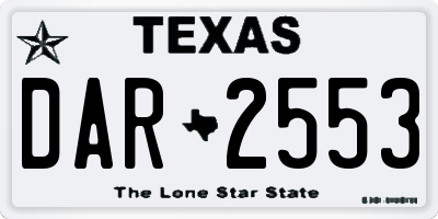 TX license plate DAR2553