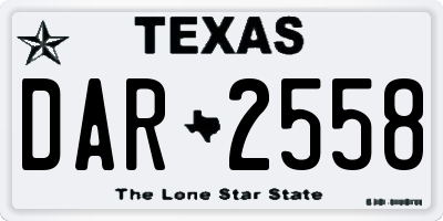 TX license plate DAR2558
