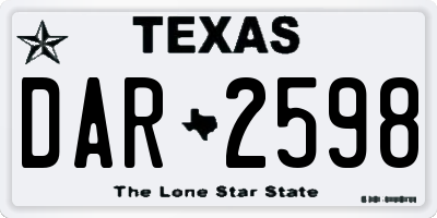 TX license plate DAR2598