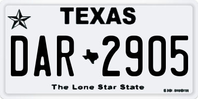 TX license plate DAR2905