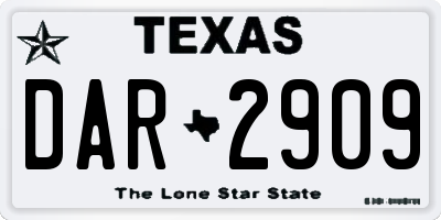 TX license plate DAR2909