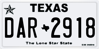 TX license plate DAR2918
