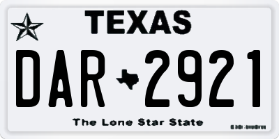 TX license plate DAR2921