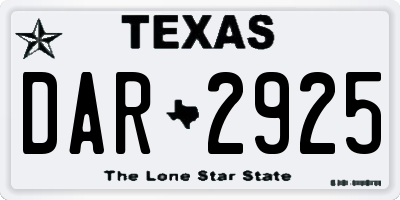 TX license plate DAR2925
