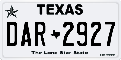 TX license plate DAR2927