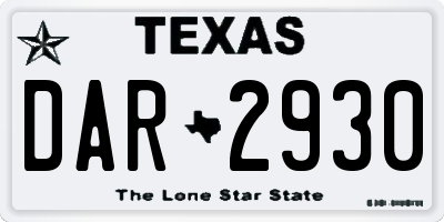 TX license plate DAR2930