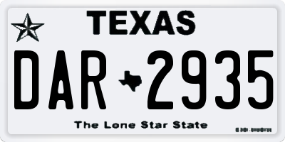 TX license plate DAR2935