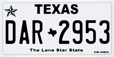 TX license plate DAR2953