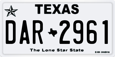 TX license plate DAR2961