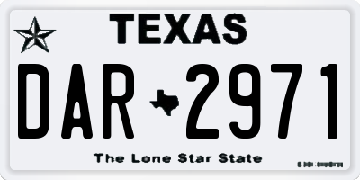 TX license plate DAR2971