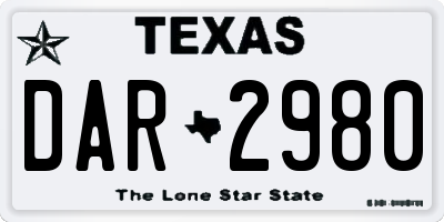 TX license plate DAR2980