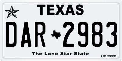 TX license plate DAR2983
