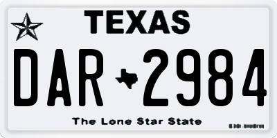 TX license plate DAR2984