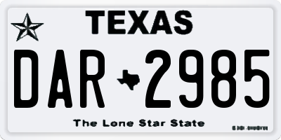 TX license plate DAR2985