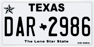 TX license plate DAR2986