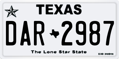 TX license plate DAR2987