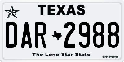 TX license plate DAR2988