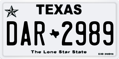 TX license plate DAR2989