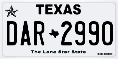 TX license plate DAR2990