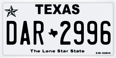 TX license plate DAR2996