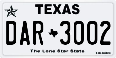 TX license plate DAR3002