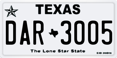 TX license plate DAR3005