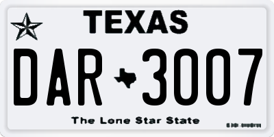 TX license plate DAR3007