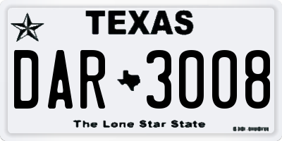 TX license plate DAR3008