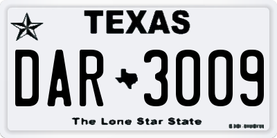 TX license plate DAR3009