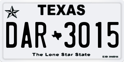 TX license plate DAR3015