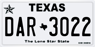 TX license plate DAR3022