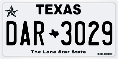 TX license plate DAR3029