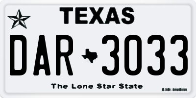TX license plate DAR3033
