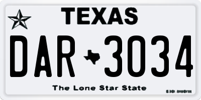 TX license plate DAR3034
